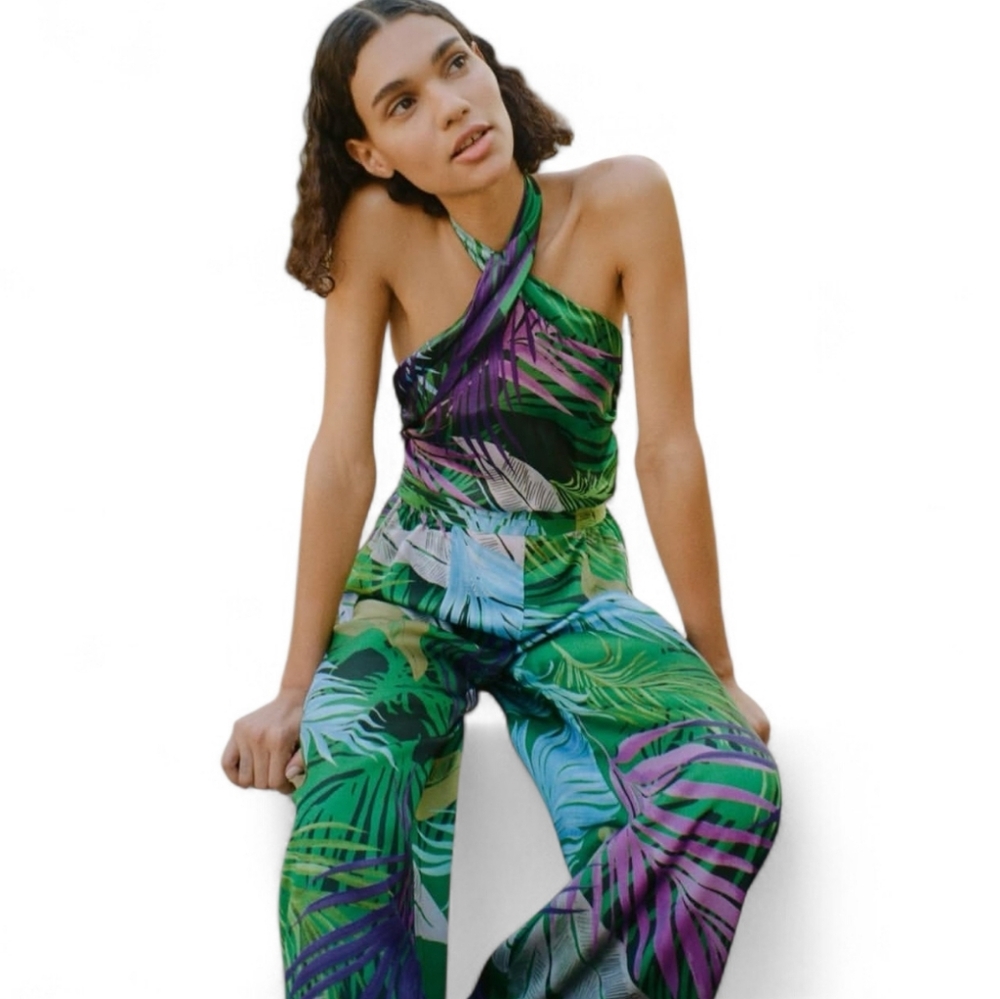 Zara Wide Leg Tropical Print Jumpsuit - Picture 4 of 8